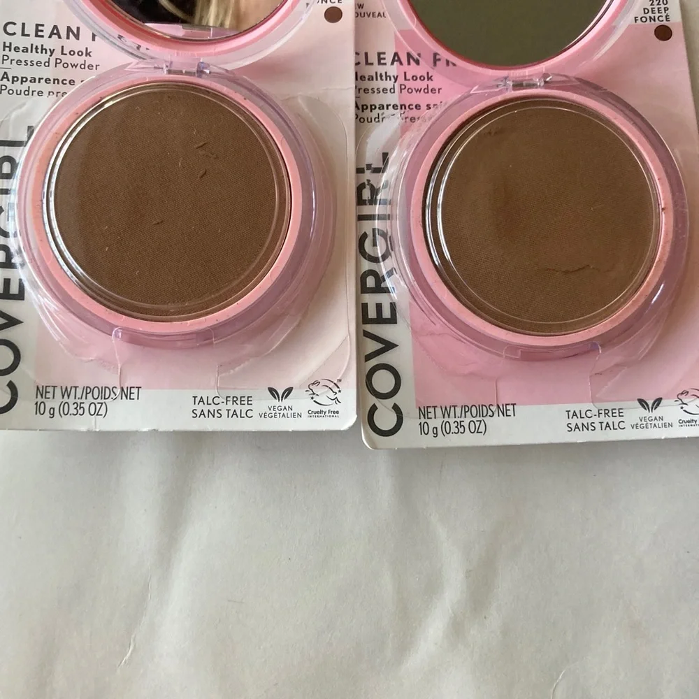 Lot 4 Covergirl Clean Fresh Pressed Powder 220 Deep Vegan Controls Shine Brown